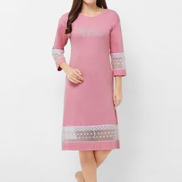 Soie Women Pink Solid Sleep Shirt-52