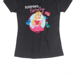 Disney by Wear Your Mind Girls Black Printed Sleeping Beauty Pure Cotton Regular Top-image-93