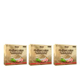 WOW SKIN SCIENCE Set of 3 Multani Mitti Facial Kit with Rose Water - 250 ml each-57