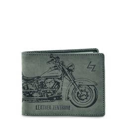 Leather Zentrum Men Grey & Black Printed Two Fold Wallet-46