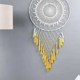 The Decor Mart Off White & Yellow Handcrafted Macrame Dream Catcher Wall Decor-image-18
