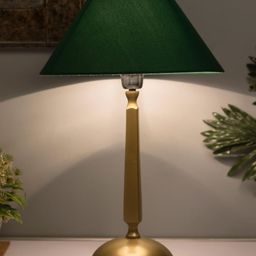 Homesake Gold-Toned & Green Solid Handcrafted Classic Cubist Table Lamp-29