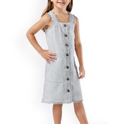 Cherry Crumble Girls Grey Solid A-Line Dress-picture-17
