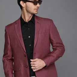 Louis Philippe Men Single Breasted Linen Slim Fit Formal Blazer-picture-28