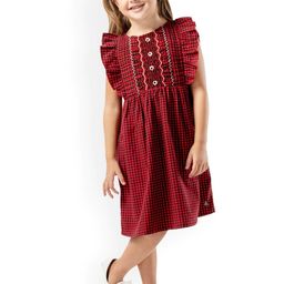 Cherry Crumble Girls Red & Black Checked Fit and Flare Dress-image-42
