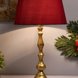 Homesake Red & Gold-Toned Solid Handcrafted Bedside Standard Lamp-27