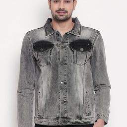 High Star Men Grey Washed Denim Jacket-image-39