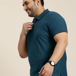 Sztori Men Plus Size Striped Polo Collar T-shirt-image-89