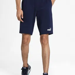 Puma Men Navy Blue Solid Regular Fit Cotton Sports Shorts-image-55
