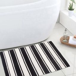 BLANC9 Black & Beige Woven Design Striped Rug-25