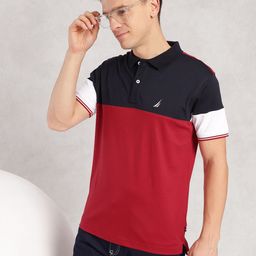 Nautica Colourblocked Polo Collar Pure Cotton T-Shirt-image-28