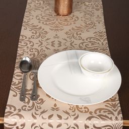 Home Gold-Toned & Beige Woven Design Table Runner-50