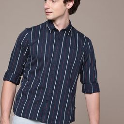 Nautica Pure Cotton Slim Fit Striped Casual Shirt-image-65