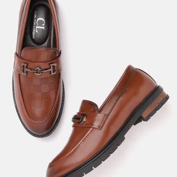 Carlton London Men Textured Horsebit Loafers-19