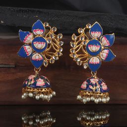 ANIKAS CREATION Blue Dome Shaped Jhumkas-image-17