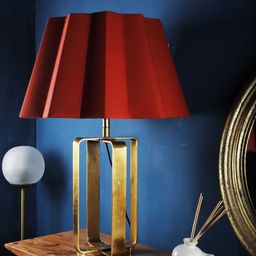 Grated Ginger Red Self Design Contemporary Cross Table Lamp-16