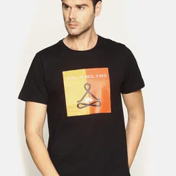 OBOW Men Black Printed Pure Cotton T-shirt-picture-9