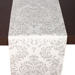 Home Silver-Toned & White Woven Design Table Runner-33
