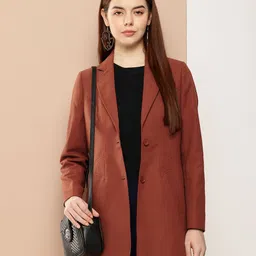her by invictus Notched Lapel Collar Longline Overcoat-image-5