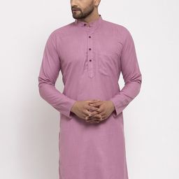Jompers Men Mauve Solid Straight Kurta-picture-3