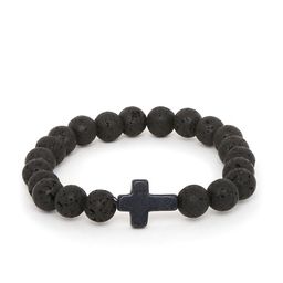 OOMPH Men Black Plastic Handcrafted Elasticated Bracelet-image-1