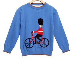 Cherry Crumble Boys  Blue Solid Embroidered Royal Guard Sweater-image-119