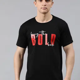 BRATMA Men Black Printed Round Neck Pure Cotton T-shirt-image-34