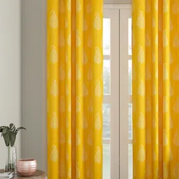 Soumya Yellow Single Printed Room Darkening Door Curtain-image-17