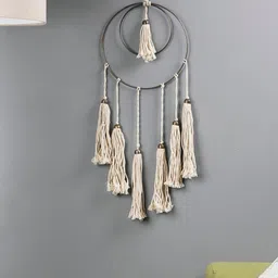 The Decor Mart Off White & Copper-Toned Handcrafted Moon Style Macrame Dream Catcher-picture-38