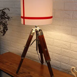 Grated Ginger White Solid Contemporary Tripod Table Lamp with Shade image 3