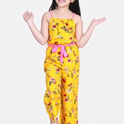 StyleStone Girls Yellow & Pink Floral Printed Jumpsuit-picture-20