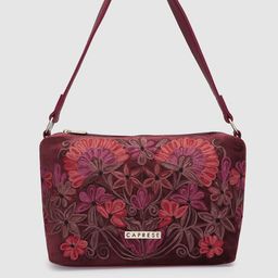 Caprese Floral Embroidered Structured Shoulder Bag-33