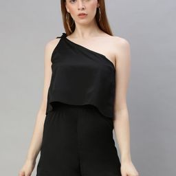 Sera Women Black Solid Playsuit with One shoulder Side Knot-picture-20