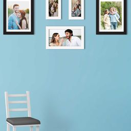 Art Street Set Of 5 Black & White Solid Individual Wall Photo Frames-12