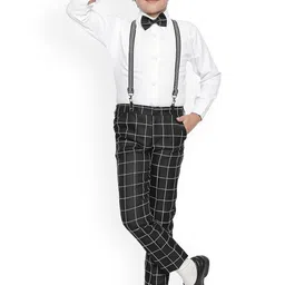 Jeetethnics Boys Black & White Solid Shirt with Trousers-picture-26