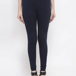 TAG 7 Women Navy Blue Solid Churidar-Length Leggings-image-18