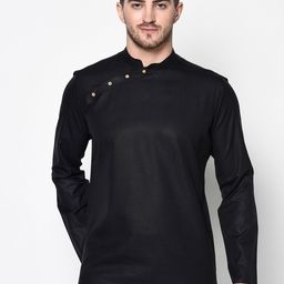 TABARD Men Black Solid Cotton Kurta-picture-17
