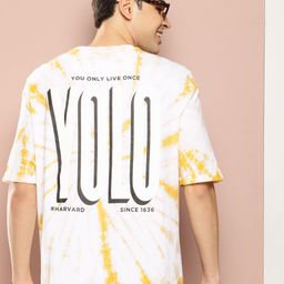 Harvard Tie and Dye Drop-Shoulder Sleeves Pure Cotton T-shirt-picture-16