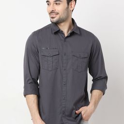 SPYKAR Slim Fit Shirt with Pocket-Detail-image-28