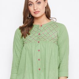 WineRed Women Green Embroidered Top-image-49