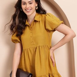 Mast & Harbour Puff Sleeve Tiered A-Line Dress-image-67