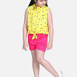 StyleStone Girls Yellow & Pink Printed Top with Shorts-image-54