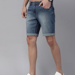 Roadster Men Blue Slim Fit Denim Shorts-image-62