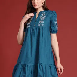 all about you Pure Cotton Embroidered Drop-Waist Dress-image-49