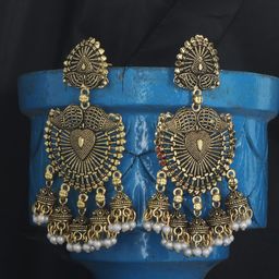 ANIKAS CREATION Gold-Toned Dome Shaped Jhumkas-image-11