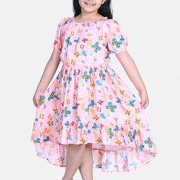 StyleStone Girls Pink Floral Printed Cotton Fit and Flare Dress-picture-32