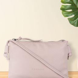 Caprese Beige Textured Structured Sling Bag-11