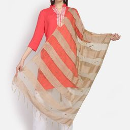 amraoo Beige Striped Dupatta-image-92
