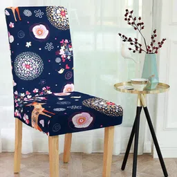 Cortina Navy Blue & White Printed Chair Cover-image-42