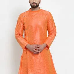 KLOTTHE Men Orange Printed Straight Kurta-image-50